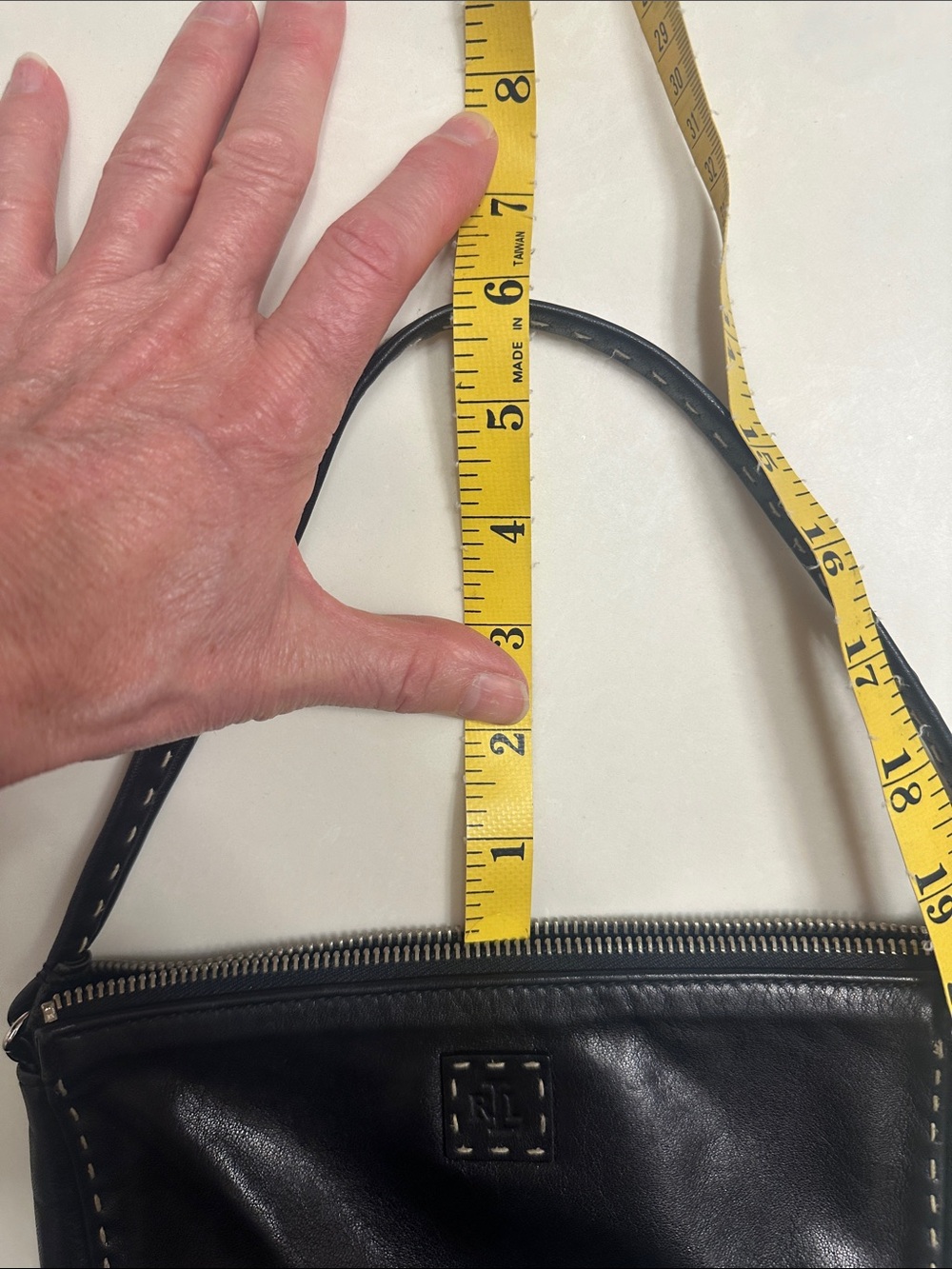 Lauren Ralph Lauren Black Leather Wristlet with Logo Patch - Picture 10 of 10